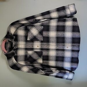 Rip Curl black and white button front flannel